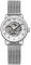 MG. ORKINA Montre mécanique Squelette Creux pour Femme avec Bracelet en Acier Inoxydable tressé (Argent et Blanc)