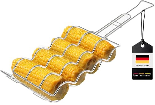 bremermann Support pour 4 épis de maïs // Acier inoxydable // 3 tailles réglables // env. 55 x 17,5 cm // Barbecue à piston