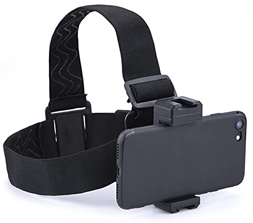 Hensych Universelle ABS+ elastische Nylon-Gürtel-Kopfhalterung, Handyhalterung, Kopfband-Halterung mit Handy-Clip, Halterung für 7 ~ 10 cm breite Handy oder Sportkamera