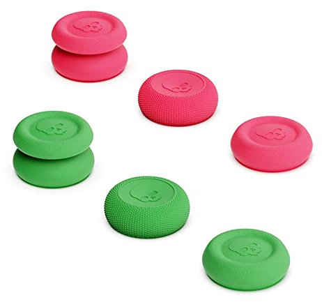 Juego de agarres para el pulgar del mando,6PCS Tapas de palanca de mando para PS4/Para PS5 (Rosa+Verde)