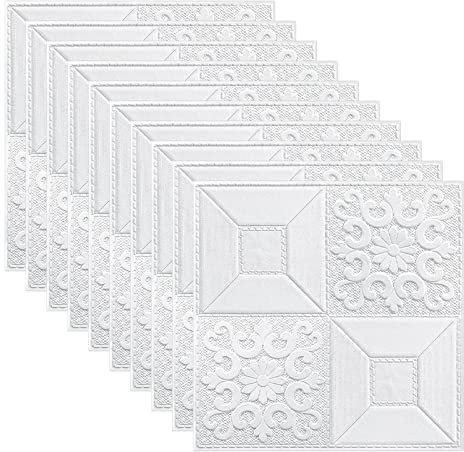 ZYNCUE Lot de 10 panneaux muraux 3D, 35 x 35 cm, autocollants muraux en mousse souple