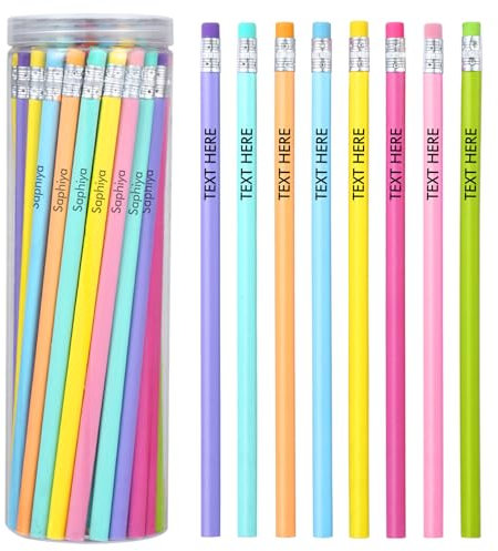 Dinikally Personalisierter Bleistift mit Eingraviertem Text Name 50 PCS