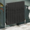 Go Bathrooms Pinta Horizontal Black Radiator 600 x 680mm Flat Panel Horizontal Black Double Wall Mounted Slim Designer Radiator