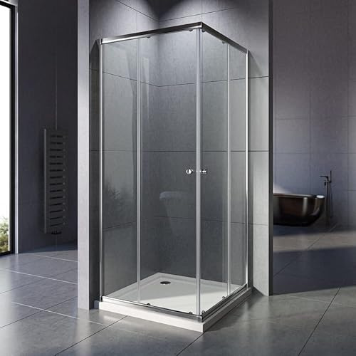 Duschkabine 90 x 90 x185cm Eckeinstieg Duschkabine Schiebetür Duschabtrennung Doppel Schiebetür Echtglas Duschtür