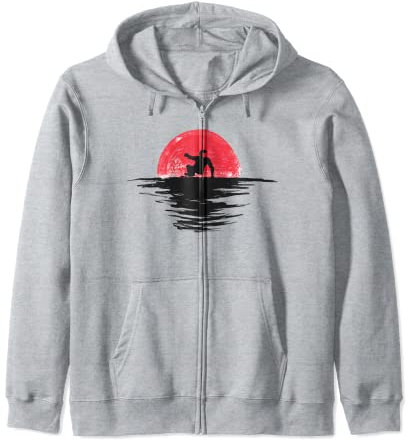 Longboard Longboard Japanese Sunset Retro Rot Kapuzenjacke