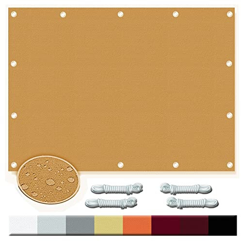 Vela Ombreggiante 4 x 8 m Protezione Raggi UV e Impermeabile Vela Parasole Ombreggiante con Occhielli e Fascetta per Esterno, Giardino e Terrazza, Piscina, Color Crema