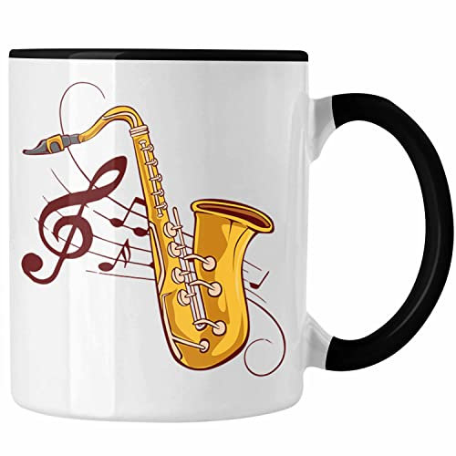 Lustige Saxofon-Tasse Geschenk Saxofonspieler Geschenkidee (Schwarz)