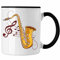 Lustige Saxofon-Tasse Geschenk Saxofonspieler Geschenkidee (Schwarz)