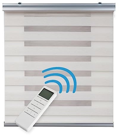 STORESDECO Elektrisches Doppelrollo mit Bohren 250 H x 120 B cm für Fenster & Türen - USB-Akku & Funksteuerung für bis zu 15 Rollos - Kindersichere Rollos für Fenster mit Bohren & Einfacher Montage