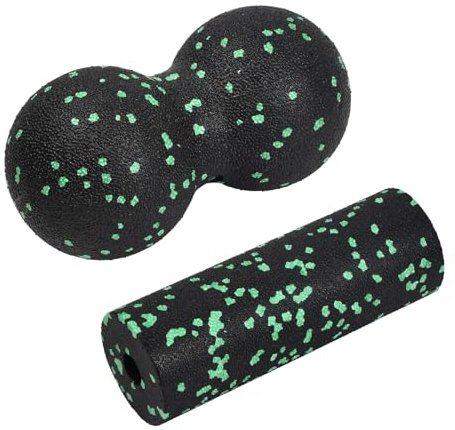 Jinlaili Faszienball und Faszienroller Set, Peanut Massage Balls Set, Set Selbstmassageball, Erdnuss Massageball Faszienball-Set, Kleiner Massageball Faszienroller für Wirbelsäule Füße Rücken (Grün)
