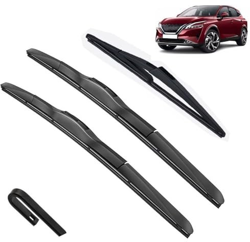 Scheibenwischer vorne und hinten, kompatibel mit Nissan Qashqai J12 2021–2024, Windschutzscheibe, Windschutzscheibe, Fensterbürsten, 26 Zoll + 17 Zoll + 12 Zoll