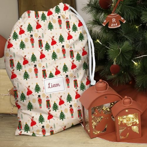 Wanapix | Sac de Cadeaux de Noël Personnalisé | Cordon de Serrage | Sachets de Noël | Décorations Maison | 70 x 100 cm | Casse-noisettes
