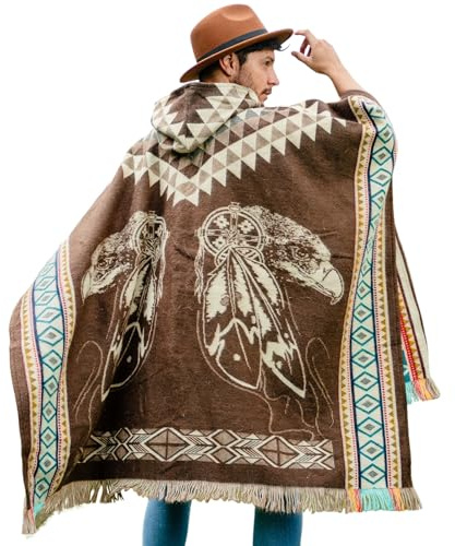 Alpaca World | Alpaca ponchos för män och kvinnor | Handgjord med det bästa babyalpackaullmaterialet av ekuadorianska hantverkare. (Örnbrun), örnbrun, en storlek, Örn brun, One Size