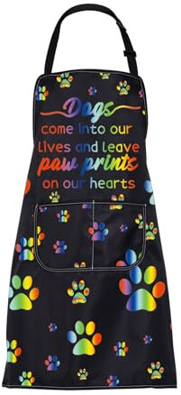 ENSIANTH Hundepfotenschürze für Damen, mit Taschen, Hunde-Liebhaber-Geschenk, Kochschürze, Hundepfotenschürze, M
