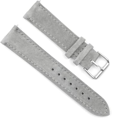 PUCHEN Uhrenarmband aus Wildleder 16 mm 17 mm 18 mm 19 mm 20 mm 22 mm handgefertigtes Uhrenarmband mit Schnellverschluss,Grau,18mm