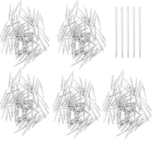 500 Stück Nahtloser Nagel mit Doppelköpfigem Set, Nahtloser Nagel, Nahtloser Nagel mit Doppelköpfigem Sockelfaden, Doppelkopf Sockelfadennagel mit 5 Einem Nagelspezifischen Hülsenwerkzeug