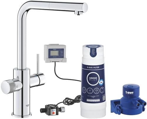 Grohe Blue Pure Minta rubinetto per lavello cucina, doccetta estraibile,con filtro 5 fasi taglia S e contalitri, cromo