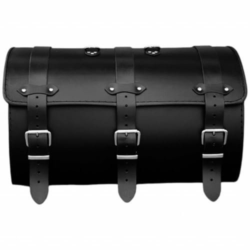 LeonLeder Motorradkoffer aus 2mm Rindsleder, 48x27x32 cm, 35L, stabile Kunststoffverstärkung, Innovative Befestigung, inkl. Montageset, optional erweiterbar mit Seitentaschen - - Schwarz 5A