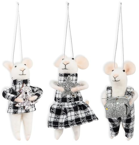 Trimits Festliche Maus DIY Bastelset, Nadelfilz Set mit Anleitung und Wollfilz - Weihnachtsdeko, Weihnachtsdeko Set, Christbaumschmuck, Weihnachtskugeln, selbstgemachtes Geschenk