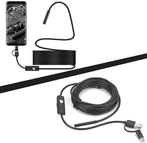 USB-Endoskop, 5,5-mm-Objektiv, 2,0-MP-HD-Kamera, Wasserfeste Inspektionskamera mit 6 LED-Leuchten, 5 Meter Kabel für,