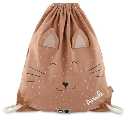 KIDSLINO Kinder Turnbeutel personalisiert Katze, Kinderturnbeutel mit Namen, Ideal für Kindergarten, Kita Turnbeutel, Zuziehbarer Sportbeutel, Kinderfreundliche Sporttasche