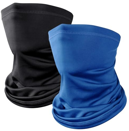 Kiiwah 2 Stück Multifunktionstuch Schlauchschal, Winddicht Bandanas Elastisch Sonnenschutz Loop Schal Neckwarmer Herren Halstuch für Winter Thermal Outdoor Radsport Ski Motorrad Laufen