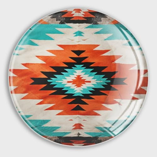 Dekorative Kühlschrankmagnete, türkis und orange, Navajo, strukturiertes Muster, runde Whiteboard-Magnete, Glas, Kühlschrankmagnete für Werbetafel, Büro, Tafel, Küche, Zuhause