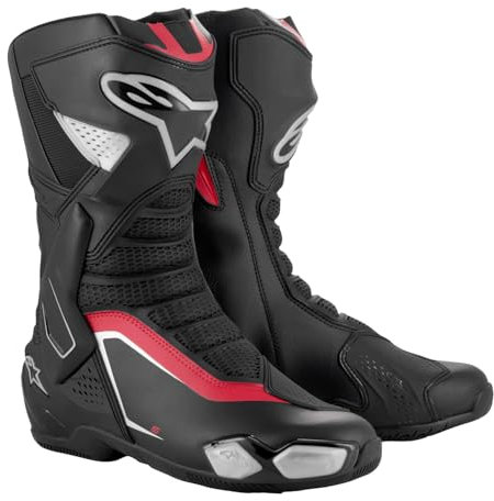 Alpinestars Stivali da moto SMX 6 V3, nero, argento, rosso, 43 EU