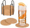 Relaxdays Dessous de Verre, Lot de 16, sous-Verres Ronds, 10 cm, pour Verres et Tasses, en liège, sous-Tasse, Nature