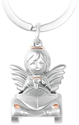 GERNEO® Porte-clés ange gardien Jolien - Porte-bonheur dans la voiture en or, or rose ou argent
