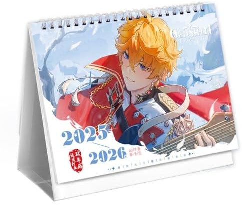 2025-2026 Genshin Tartaglia Adventskalender Biennale Tischkalender Kalender, Tartaglia Kalender 2025 2026 Tischkalender Anime Figuren Tartaglia Schöne Illustration, Mehrfarbig