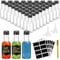 WenYa 48 Pack Mini Liquor Bottles, 25ml Empty Small Plastic Bottle with Lids (Leak Proof Black Screw Caps), Reusable Miniature Alcohol Bottle with Labels Funnel for Weddings Parties