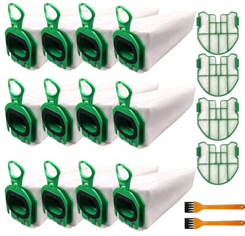 12 Stück Staubbeutel für Vorwerk Kobold VB100,Staubsaugerbeutel,Mit 4 Motorfiltern, 2 Bürsten, Staubbeutel für Kobold VB100 Akku-Staubsauger