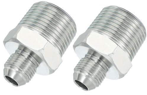 PATIKIL Connecteursmamelon réducteur hexagonal Adaptateurtuyau 3/4 Mâle 37° Flare JIC x 1 Mâle NPT, 2 Pack Raccordtuyau Réducteur Adaptateurmamelon en acier plaqué Raccord hydraulique