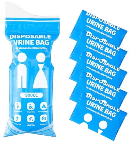 taonganui Urinbeutel 6 Stück Einweg Urinbeutel für Unterwegs 900ML Toiletten Urinflaschen für Männer,Frauen,Kinder,Schwangere, Patienten,Tragbares Urinal für Camping,Auto,Reise,Wandern
