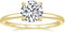 Titaniumcentral Bague solitaire pour femme en argent 925 or rose 1,5 ct avec zircone ronde bague de fiançailles promesse de demande en mariage, zircone, Zircone cubique