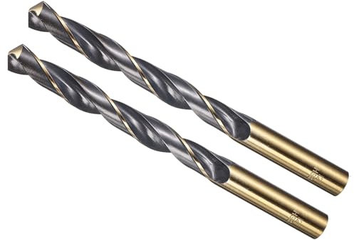 METALLIXITY Drill Bit (12mm) 2pcs, 4341 High-Speed Steel Straight Shank 118° Black and Gold Finish for Copper Aluminum Wood Plastic Medium Hard Metal