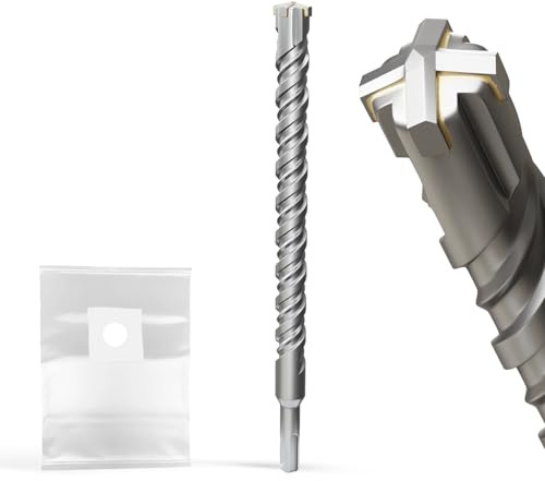 XZH SDS Plus Masonry Drill Bits 26mm x 350mm, Professional Tungsten Carbide Cross Tip, Long SDS Hammer Drill Bits for Wall, Stone, Concrete, Brick