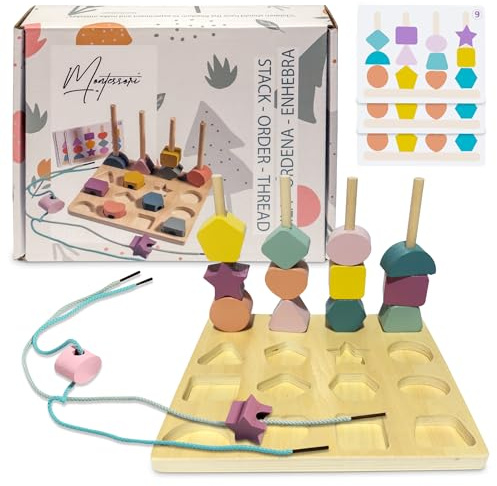 MONTESSORI® Juguete de Madera 3 en 1 – Educativo y Motricidad Fina – Niños 2-4 Años