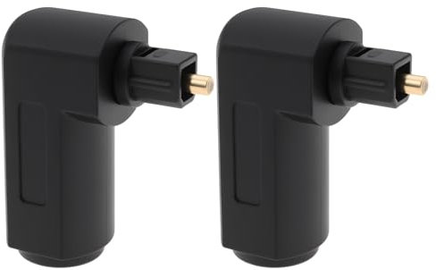 eMagTech 2pcs TosLink Optical Audio Adapter Angled 90 Degree Optical Male to Female Connector for TVs AV Receivers Home Theater Systems