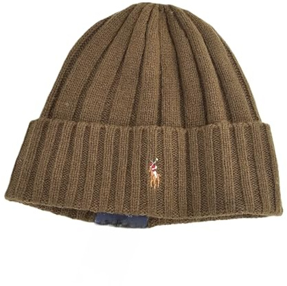POLO RALPH LAUREN Herren Signature Merino Cuffed Beanie Skull Cap Wintermütze Olivgrün O/S