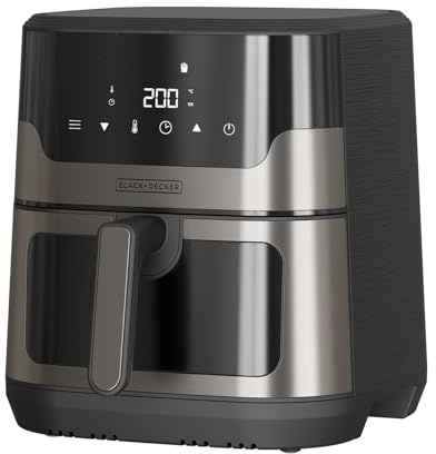 Black+Decker – Friggitrice ad Aria Senza Olio 1700W | Formato Famiglia 8–9 Persone | 8 Programmi | Display Touch | Temperatura 80–200°C | Timer | Finestra di Controllo