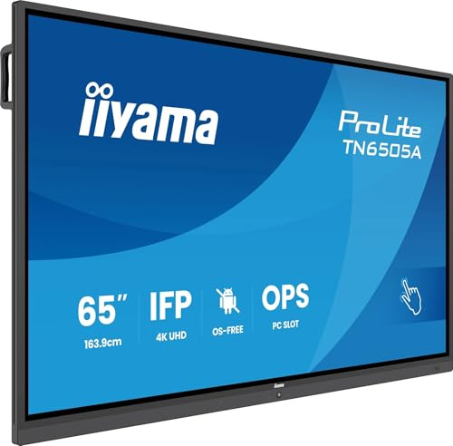 iiyama Prolite TN6505A-B1AG 163.9cm 64.5 IPS LED Touch-Display 4K UHD 40 Touchpunkte DeepContrast-IR+ VGA HDMI (CEC/ARC) DP USB-C (65W, DP-Alt) USB2.0/3.0 RS-232c RJ45 OPS OS-Free Pip/PbP AntiGlare