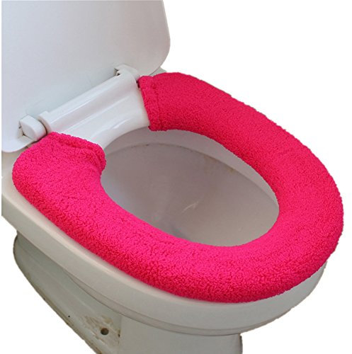Vimeet Warm Washable WC Seat Pad Bathroom Toilet Seat Cover Closestool Lid Seat Pad Toilet Seat Cushion for Universal Toilet Seat Rose