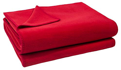 Soft-Fleece-Decke – Polarfleece-Decke mit Häkelstich – flauschige Kuscheldecke – 160x200 cm – 355 geranium – von ’zoeppritz since 1828’