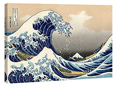 Wieco Art Leinwanddrucke, Wandkunst, Ozean, Strand, Gemälde für Zuhause, Büro, Dekoration, Wanddekoration, große Welle von Kanagawa, Katsushika, Hokusai, modern, gespannt und gerahmt, Landschaft, Meer