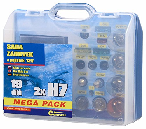 COMPASS 08518 Auto-Glühbirnen 12V Servicebox MEGA H7+H7+Sicherungen