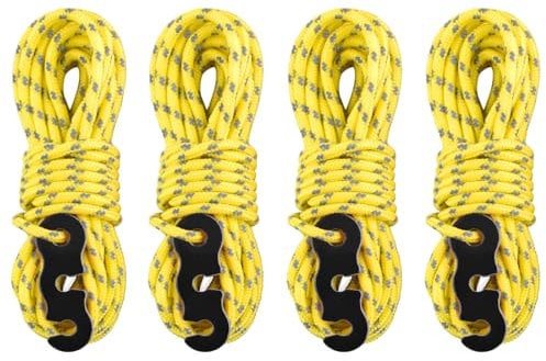 TRIWONDER 4M Reflektierend Abspannseile Paracordseil mit Seilspanner für Zelt Zeltplane Camping (Gelb)