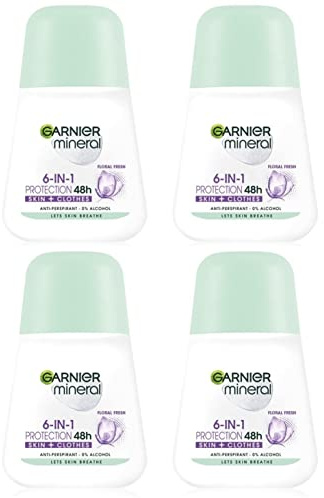 (Pack of 4) Garnier Mineral Protection 6 Floral Fresh Scent Anti-perspirant Roll On for Women 4x50ml