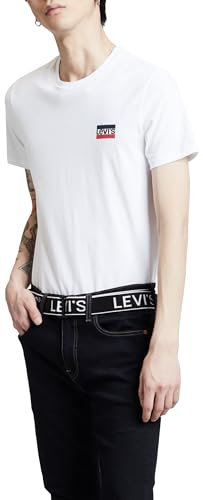 Levi's Men's 2-Pack Crewneck Graphic Tee T-Shirt, Sportswear White/Mineral Black, Slim Fit L